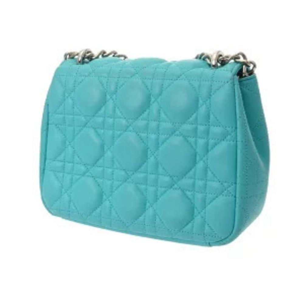 Dior Bag Lambskin Blue Flap Shoulder Cannage Turquoise Miss